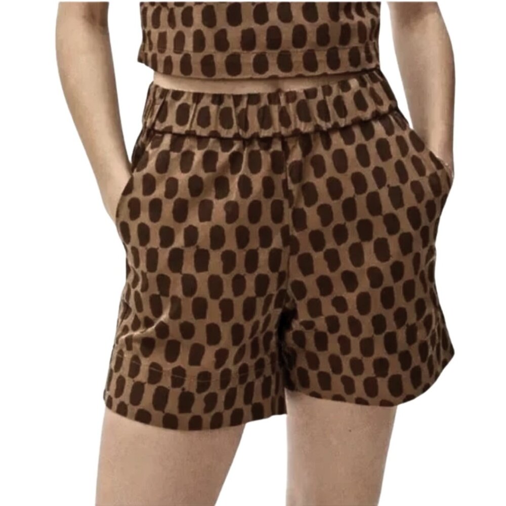 Everlane The Easy Shorts in Walnut Print Dark Brown Organic Cotton Size 8